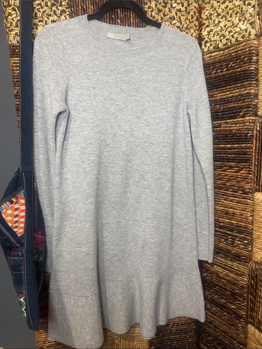 ASOS Light Gray Knit Midi Dress